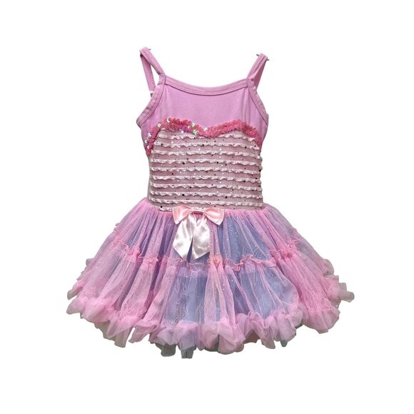 1 Year Old Girl's Pink Blue Tutu Party Dress with Sequins and Bow